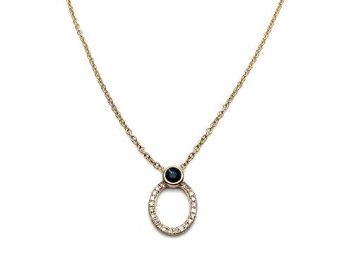 9ct Yellow Gold Sapphire & Diamond Necklace