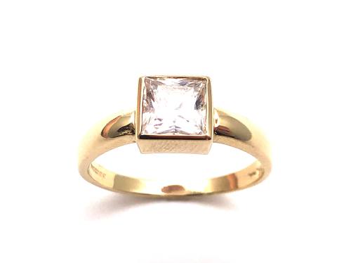 9ct Yellow Gold C.Z Solitaire Ring