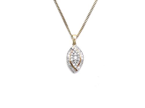 9ct Diamond Cluster Pendant & Chain