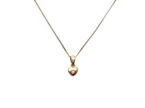 9ct Diamond Heart Pendant & Chain