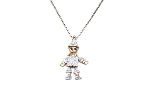 9ct Diamond Clown Pendant & Chain