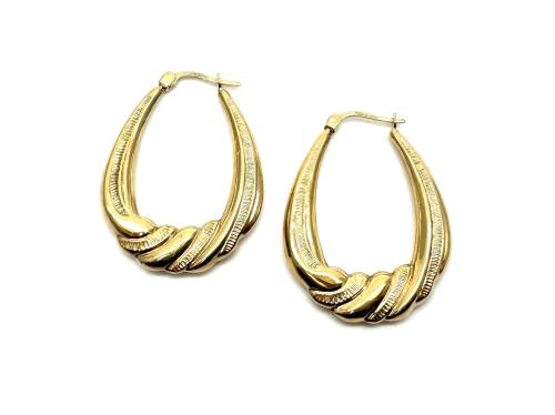 9ct Yellow Gold Oval Hoop Earrings