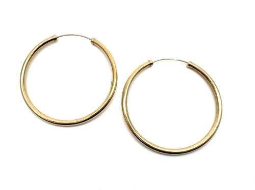 9ct Yellow Gold Plain Hoop Earrings