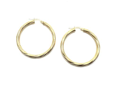 9ct Yellow Gold Twisted Hoop Earrings