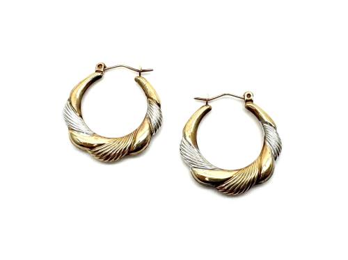 9ct Yellow Gold Twisted Hoop Earings