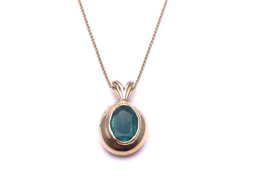 9ct Emerald Pendant & Chain