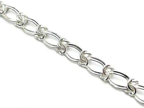 Silver Double Link Fancy Bracelet 7.5 Inch