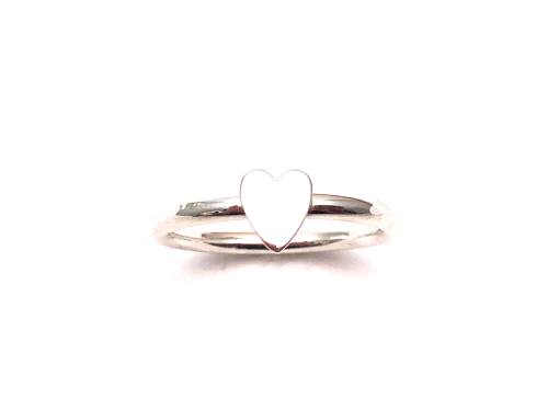 Silver Hammered Heart Ring Size J