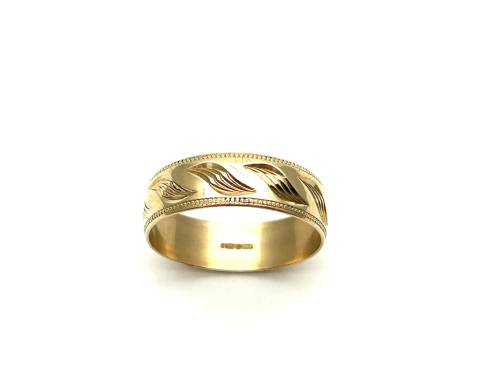 9ct Yellow Gold Patterned Wedding Ring