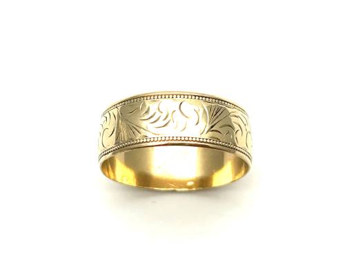 9ct Yellow Gold Patterned Wedding Ring