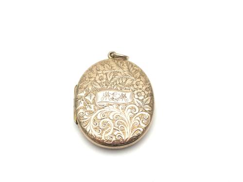 Edwardian 9ct Yellow Gold Engraved Locket