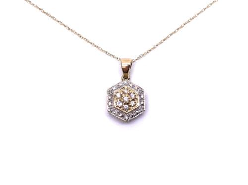 9ct Gold Fancy CZ Pendant & Chain