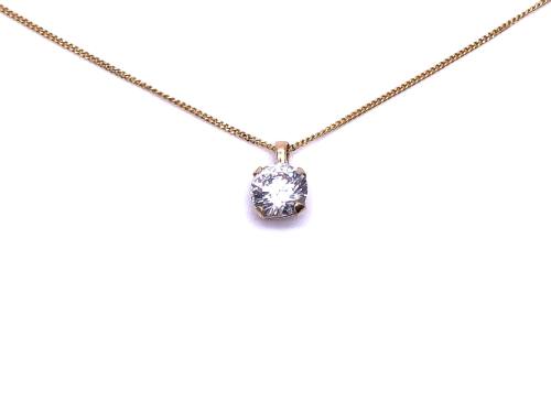 9ct Yellow Gold CZ Pendant & Chain