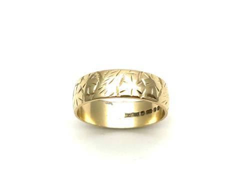 9ct Yellow Gold Patterned Wedding Ring