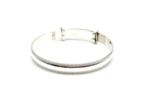 Silver Milled Edge Expanding Bangle