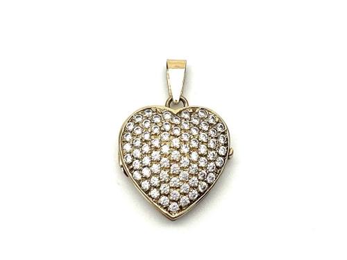 9ct Yellow Gold CZ Heart Locket Pendant