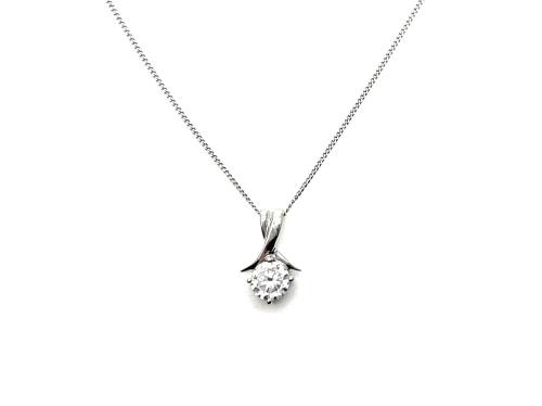 9ct White Gold CZ Pendant & Chain