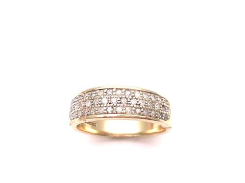 9ct Yellow Gold Diamond Pave Ring