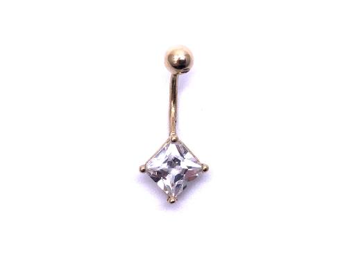 9ct Yellow Gold CZ Belly Bar