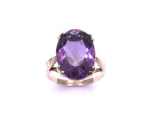 9ct Yellow Gold Amethyst Solitaire Ring