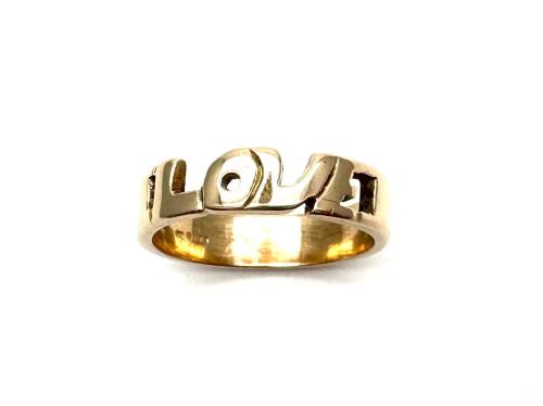 9ct Yellow Gold 'Love' Band Ring