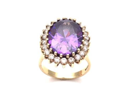 9ct Purple & White CZ Cluster Ring