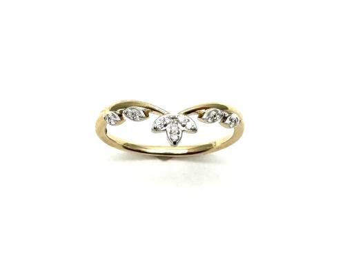 9ct Yellow Gold Diamond Wishbone Ring 0.08ct