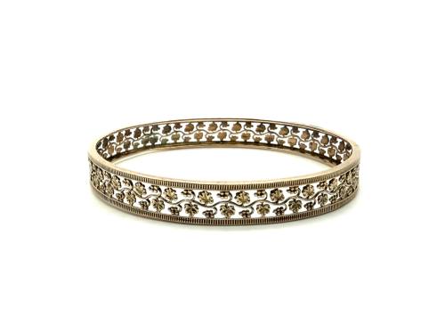 9ct Yellow Gold Cut Out Leaf Bangle