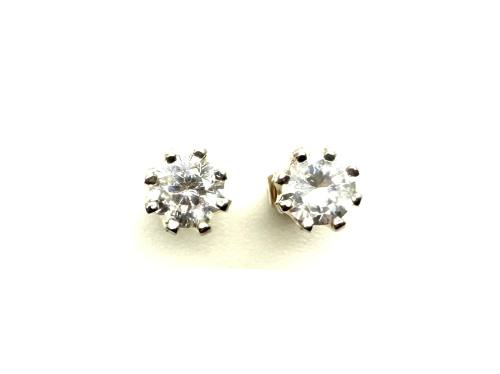 9ct Yellow Gold CZ Solitaire Earrings