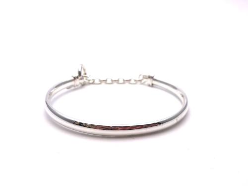 Silver Court Bangle With Chain & Toggle