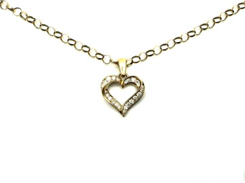 9ct CZ Heart Pendant & Chain