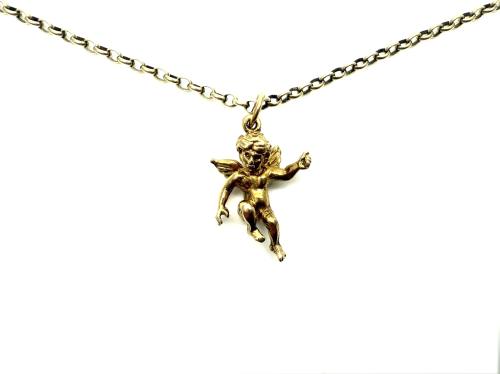 9ct Yellow Gold Cupid Pendant & Chain