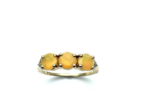 9ct Fire Opal & Diamond Ring