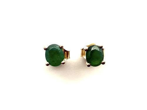 9ct Yellow Gold Emerald Solitaire Stud Earrings