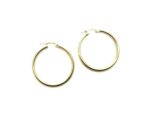 9ct Yellow Gold Plain Hoop Earrings