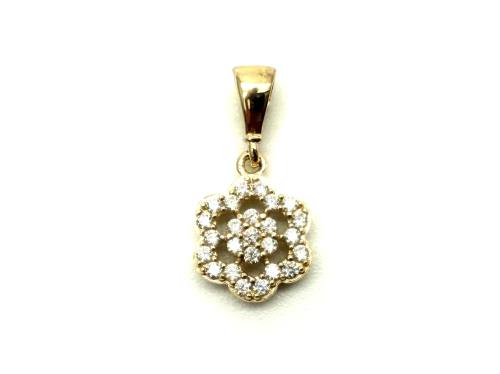 9ct Yellow Gold CZ Daisy Halo Pendant