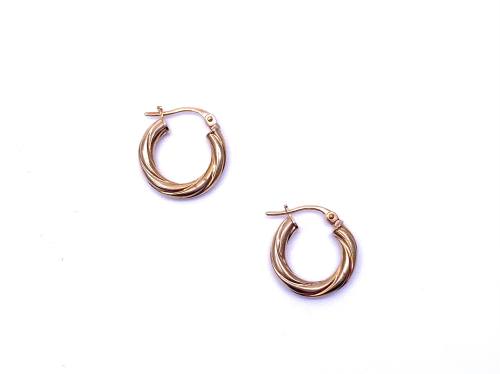 9ct Yellow Gold Twisted Hoop Earrings