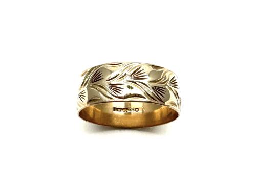 9ct Yellow Gold Patterned Wedding Ring