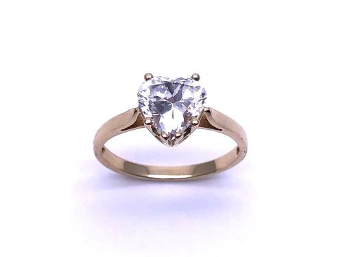 14ct Yellow Gold CZ Heart Ring