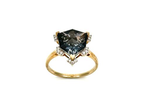 9ct Black Knight Topaz & Zircon Ring