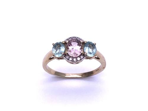 9ct Morganite, Beryl & Diamond Ring