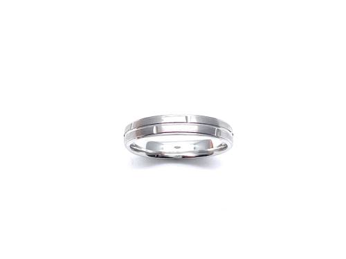 9ct White Gold Patterned Wedding Ring