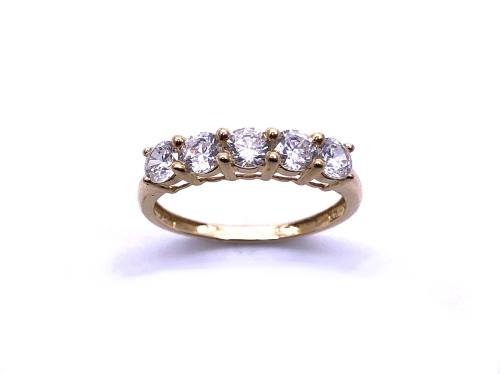 18ct Yellow Gold CZ 5 Stone Ring