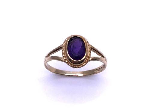 9ct Yellow Gold Amethyst Solitaire Ring