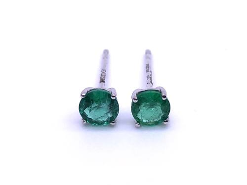 18ct Emerald Solitaire Stud Earrings