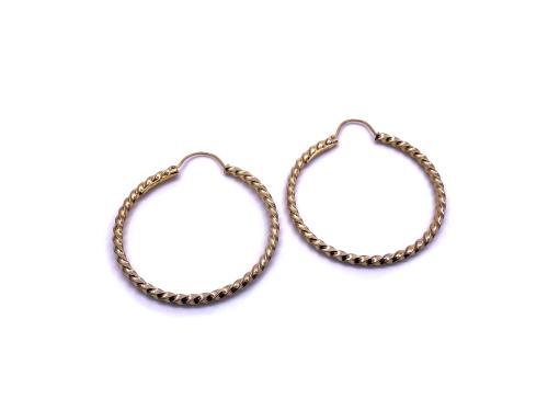 9ct Yellow Gold Twisted Hoop Earrings