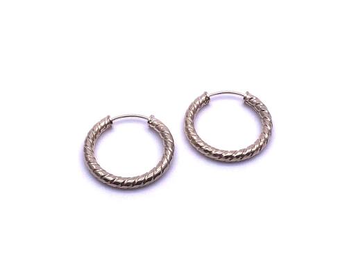 9ct Yellow Gold Twisted Sleeper Hoop Earrings