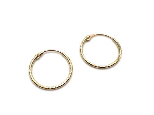 9ct Yellow Gold Patterned Hinged Sleeper Earrings