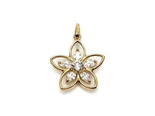 9ct Yellow Gold CZ Daisy Pendant