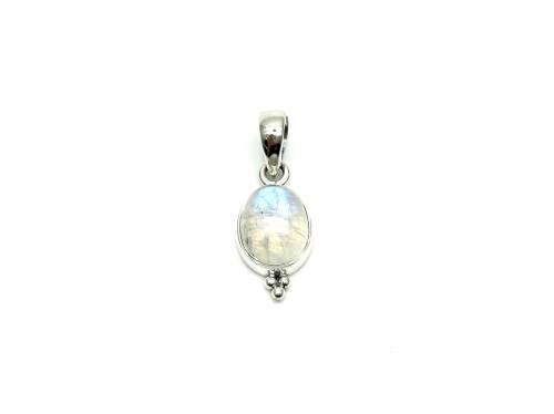 Silver Rainbow Moonstone Cabachon Pendant